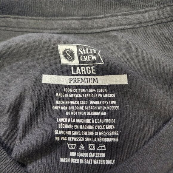 Salty Crew Mens Black T-Shirt Large Cotton Graphic Tee Casual Apparel - Picture 8 of 8